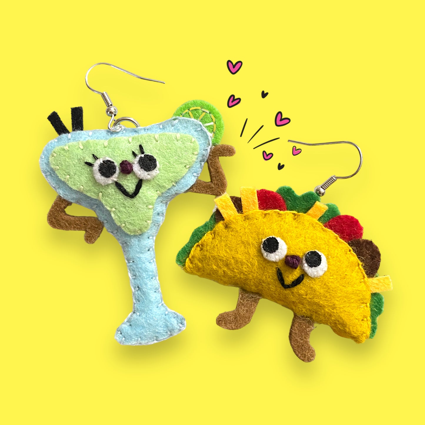 margarita + taco felt earrings