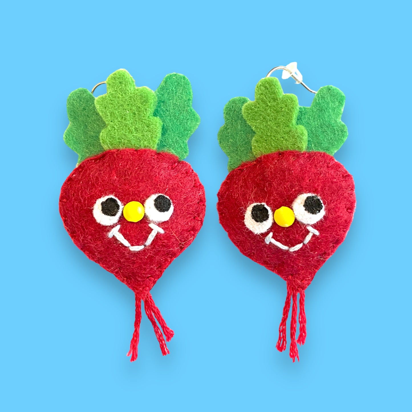beet or radish felt earrings