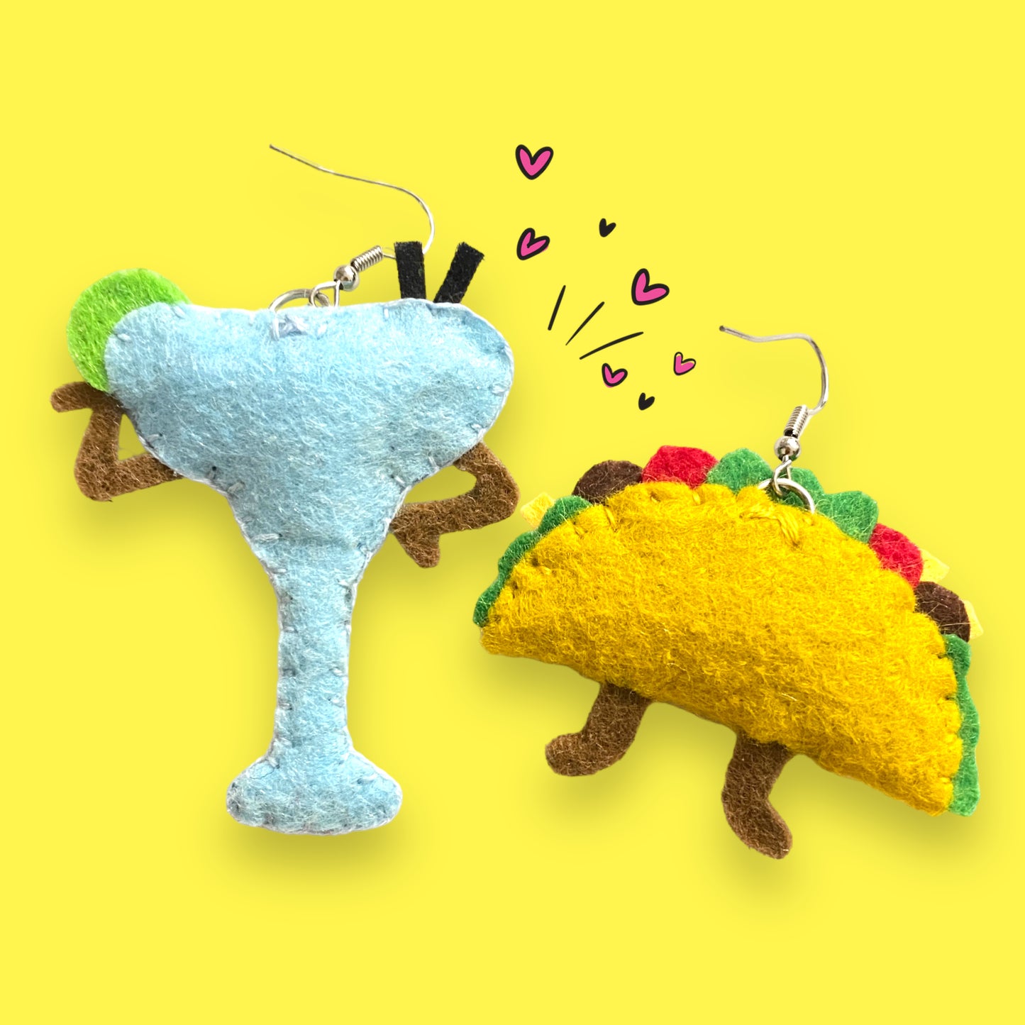 margarita + taco felt earrings