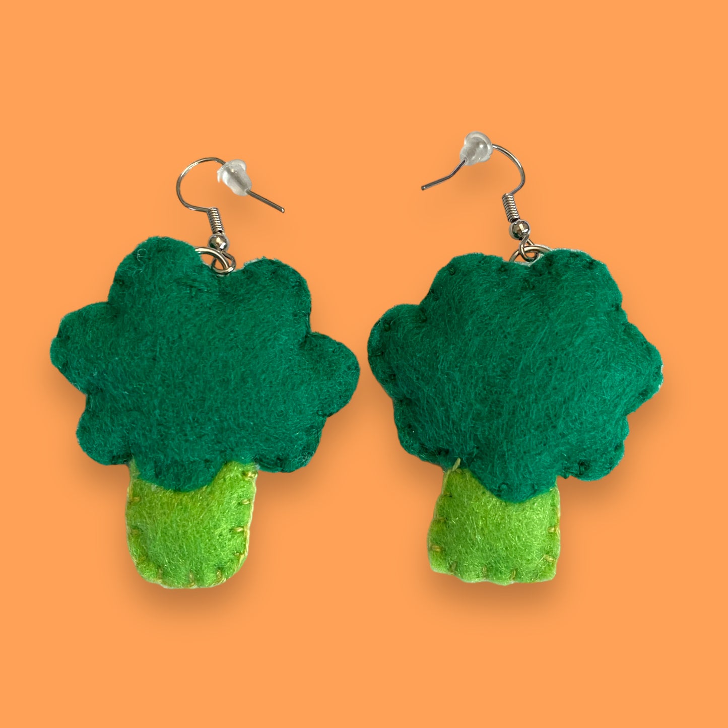 blushing broccoli felt earrings