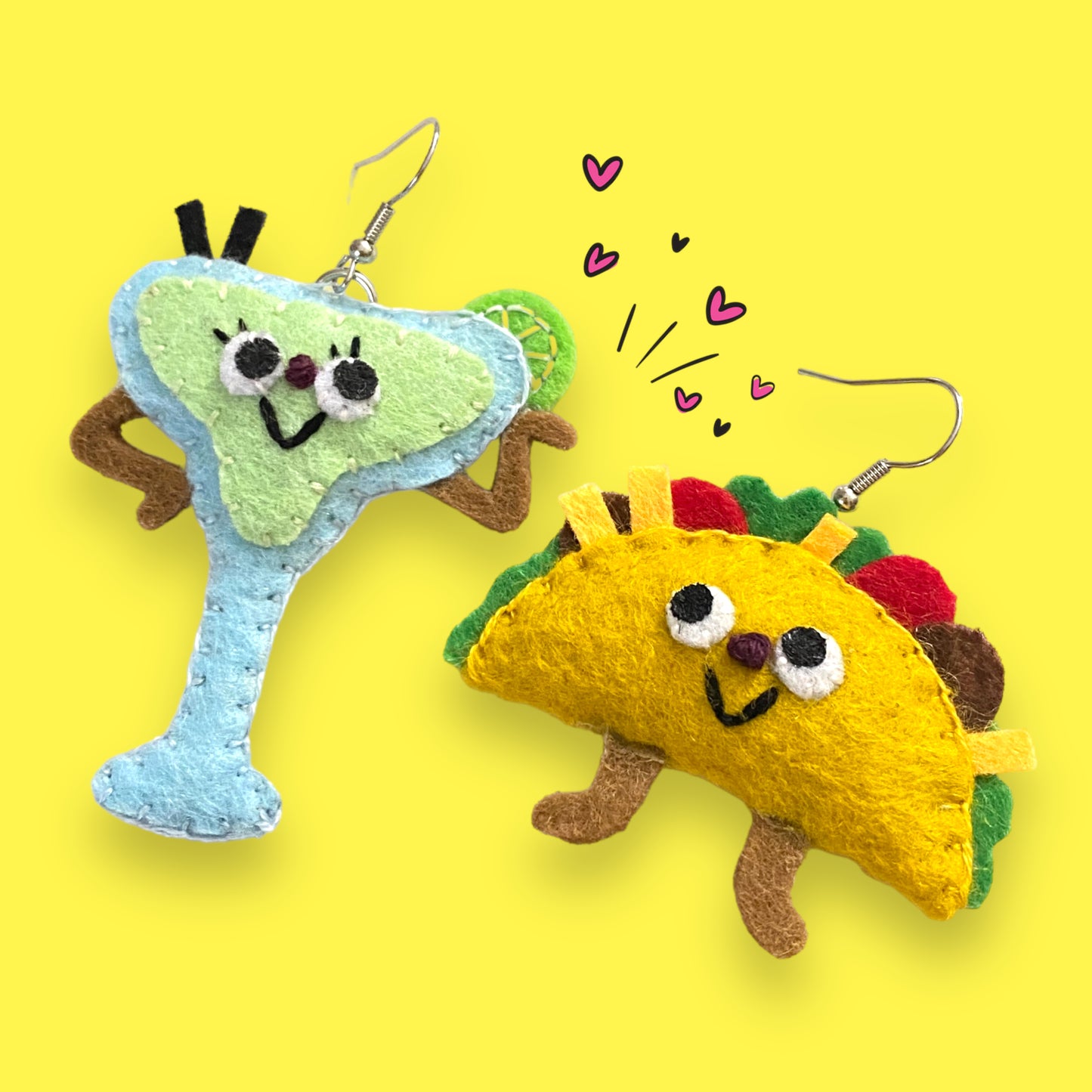 margarita + taco felt earrings