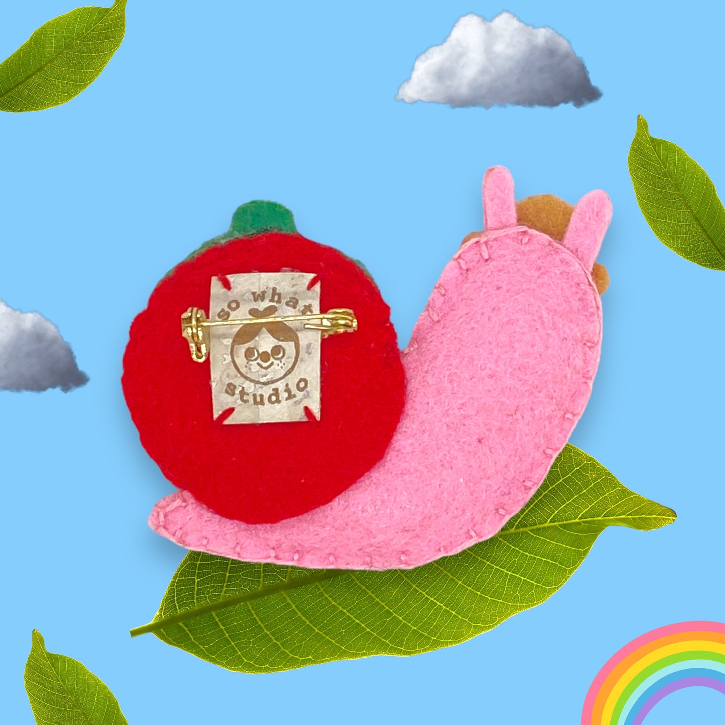 strawberry snail pin/brooch