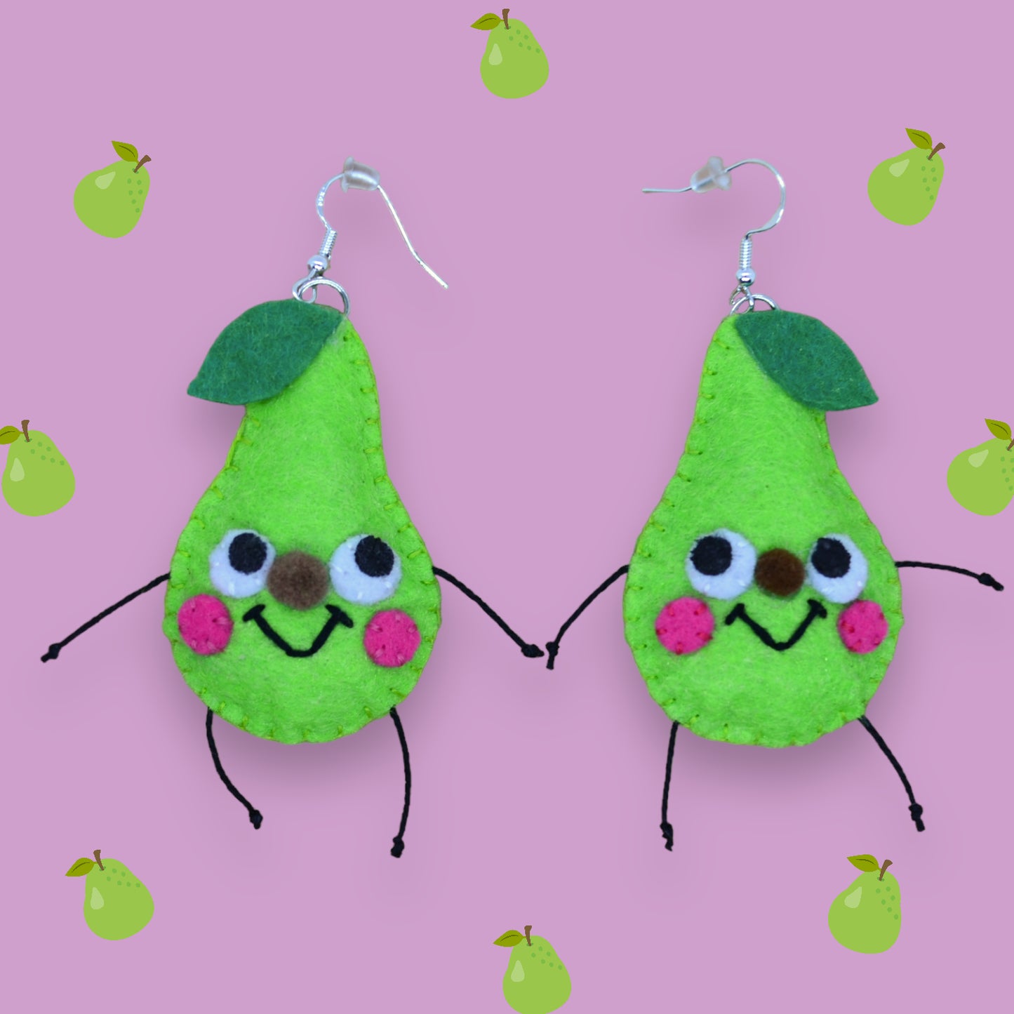 Pear Fruity Booty Felt Earrings