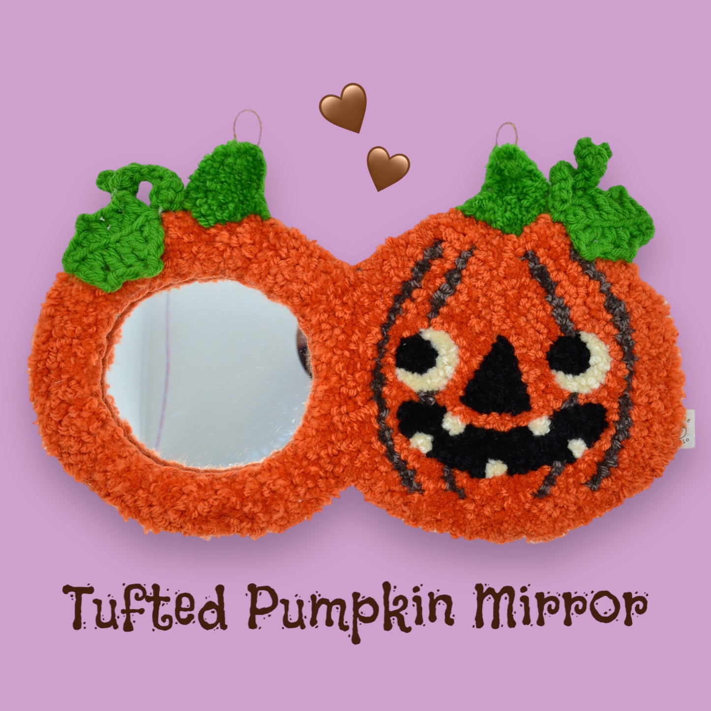🎃🪞Tufted Pumpkin Mirror | Pumpkin Punchneedle Mirror