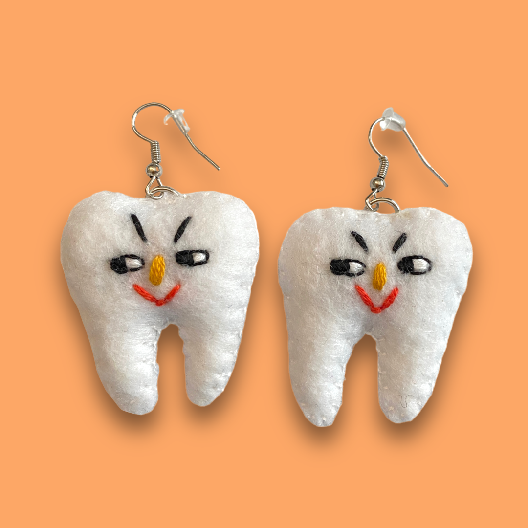sneaky teeth felt earrings