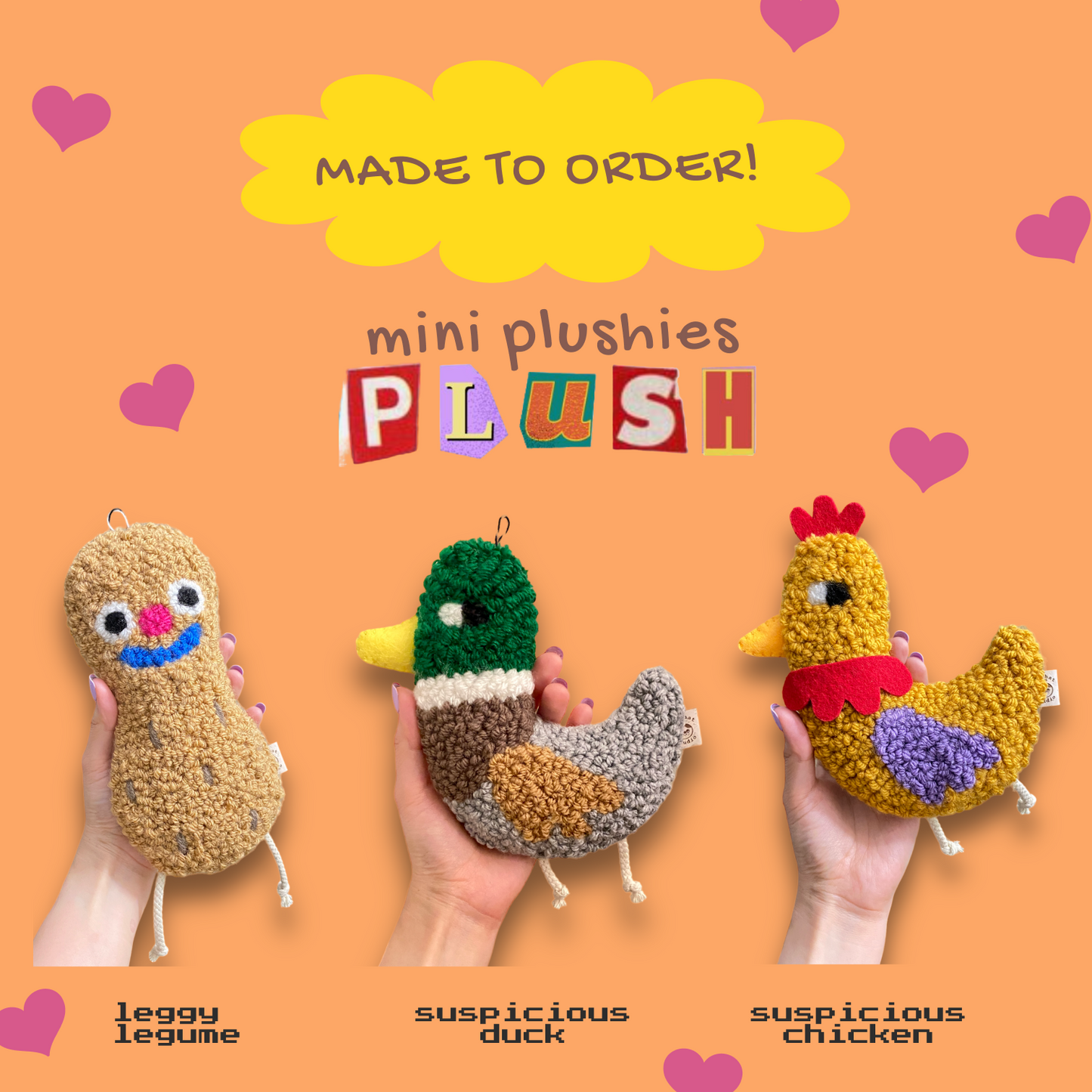 mini odd + soft plushies (made to order)