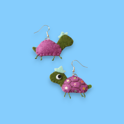 Adventurous Turtle Felt Earrings