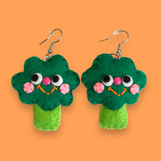blushing broccoli felt earrings