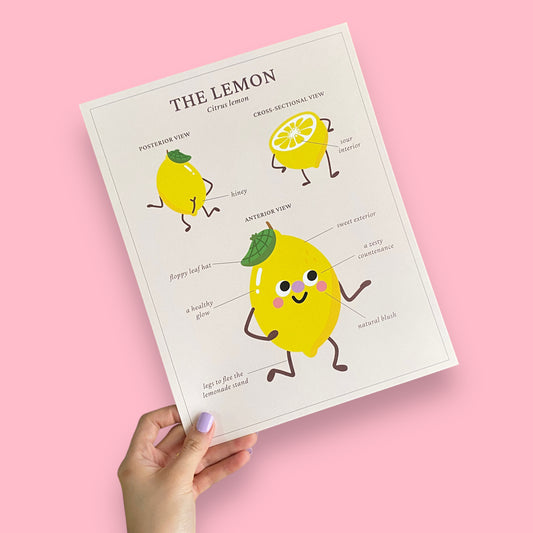 🍋Anatomical Lemon Art Print (8.5in x 11in)