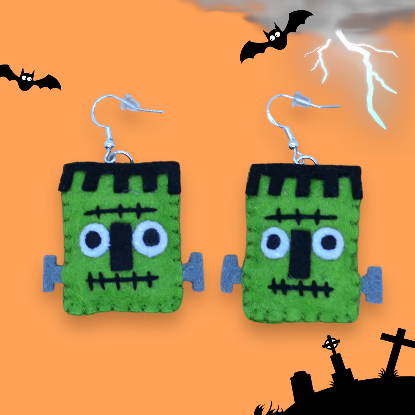 Frankenstein's Monster Felt Earrings | Halloween Earrings