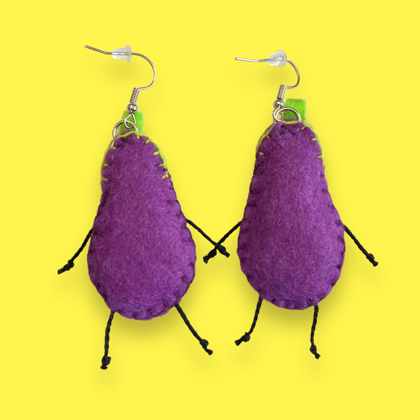 eggcellent eggplant felt earrings