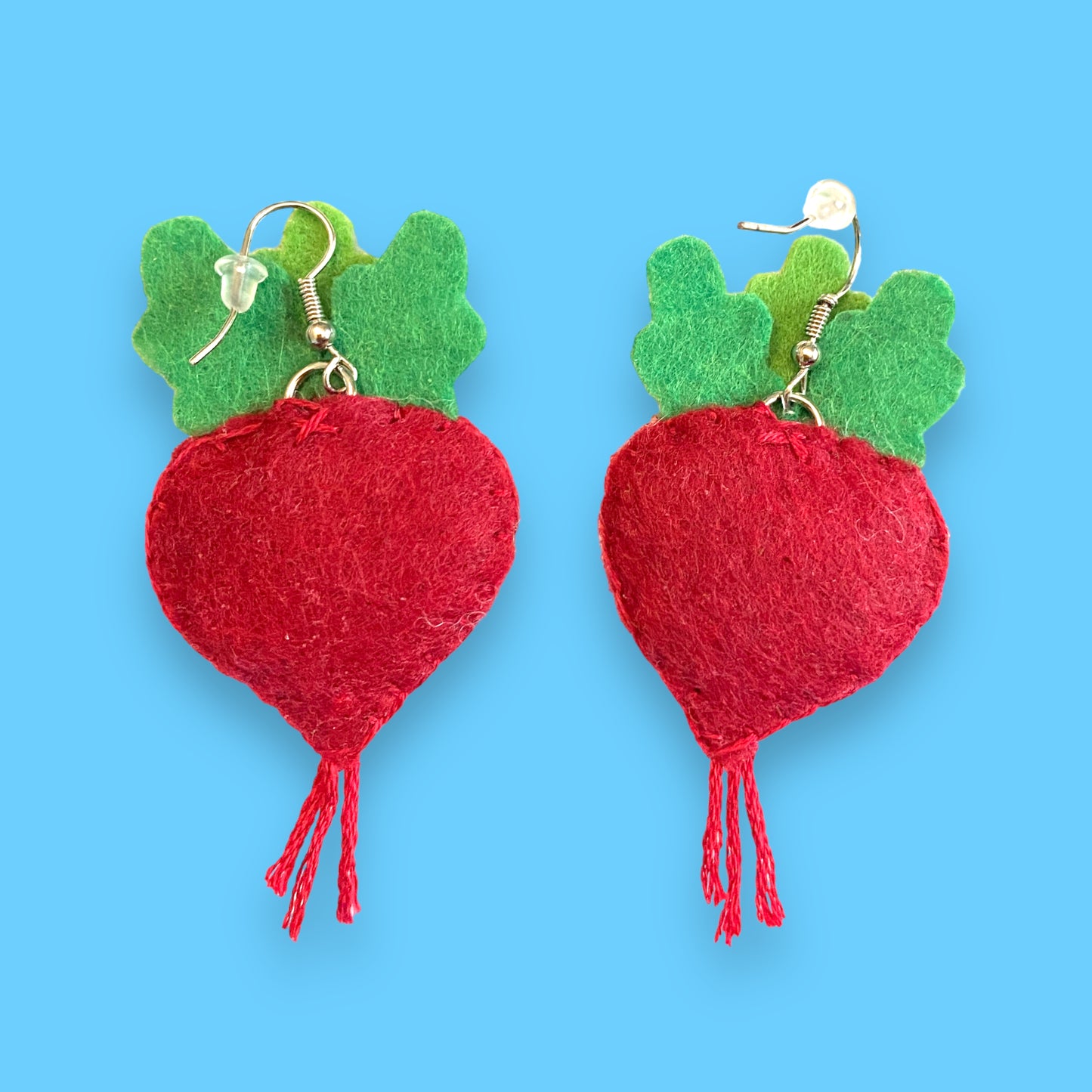 beet or radish felt earrings