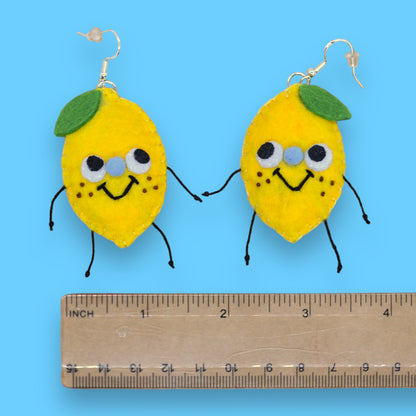 Lemon Fruity Booty Felt Earrings