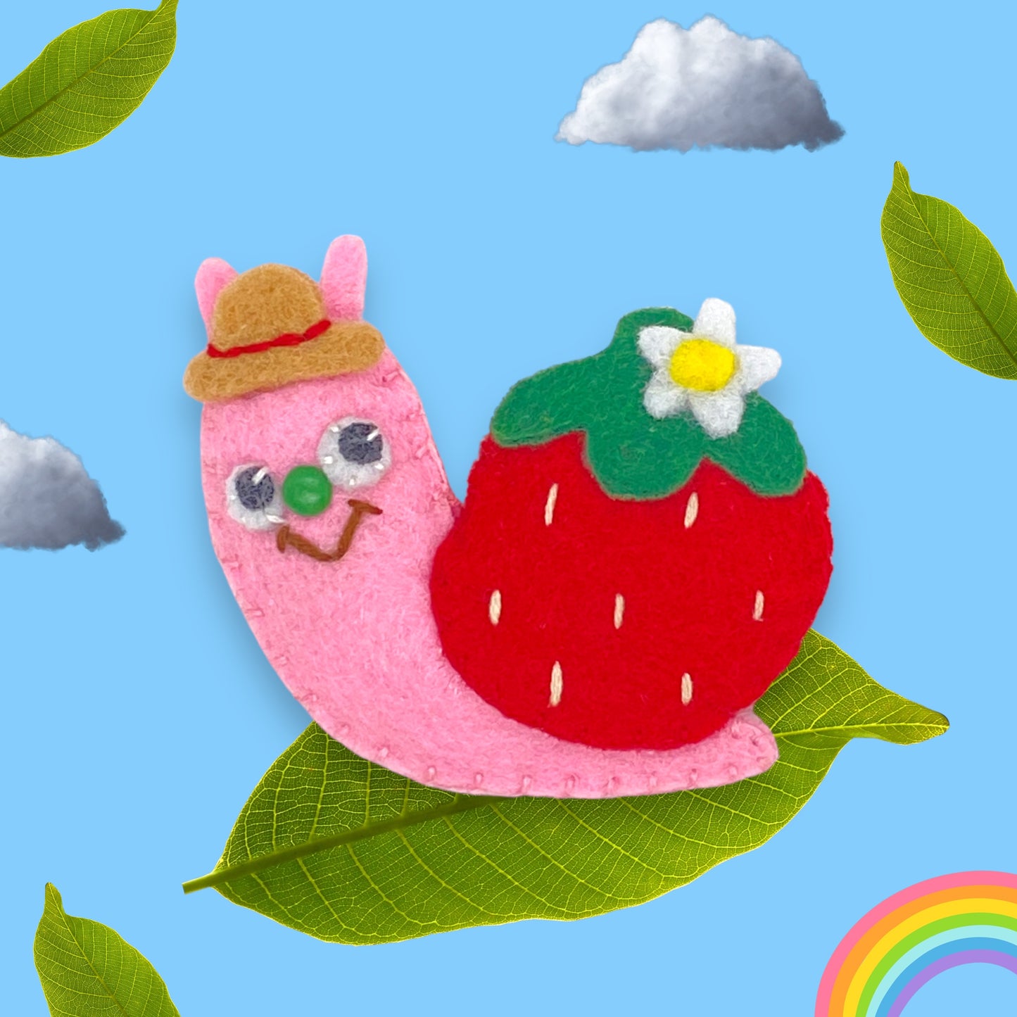 strawberry snail pin/brooch
