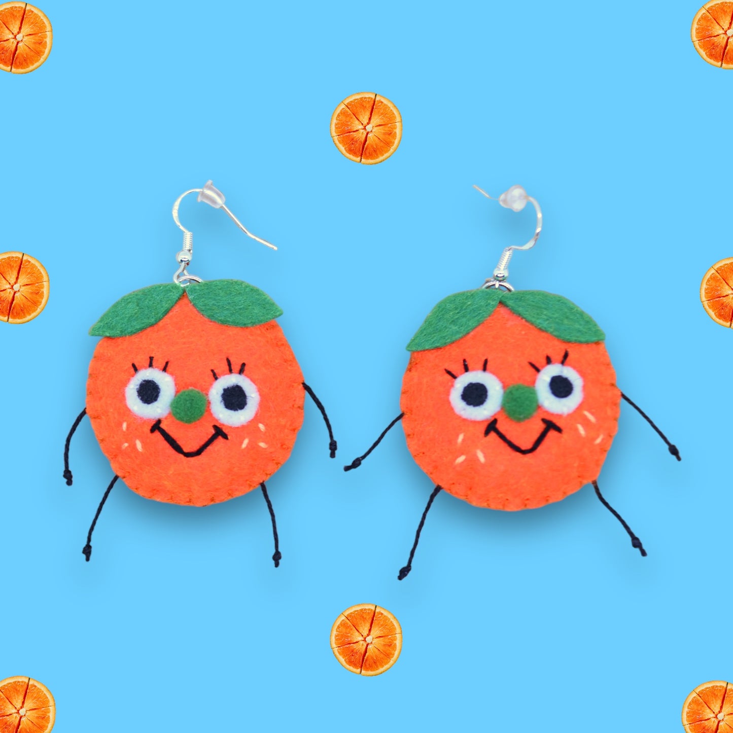 Orange Fruity Booty Felt Earrings
