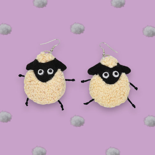 Fluffy Sheep Punchneedle Earrings 🐑☁️