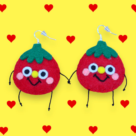 Tomato Fruity Booty Felt Earrings