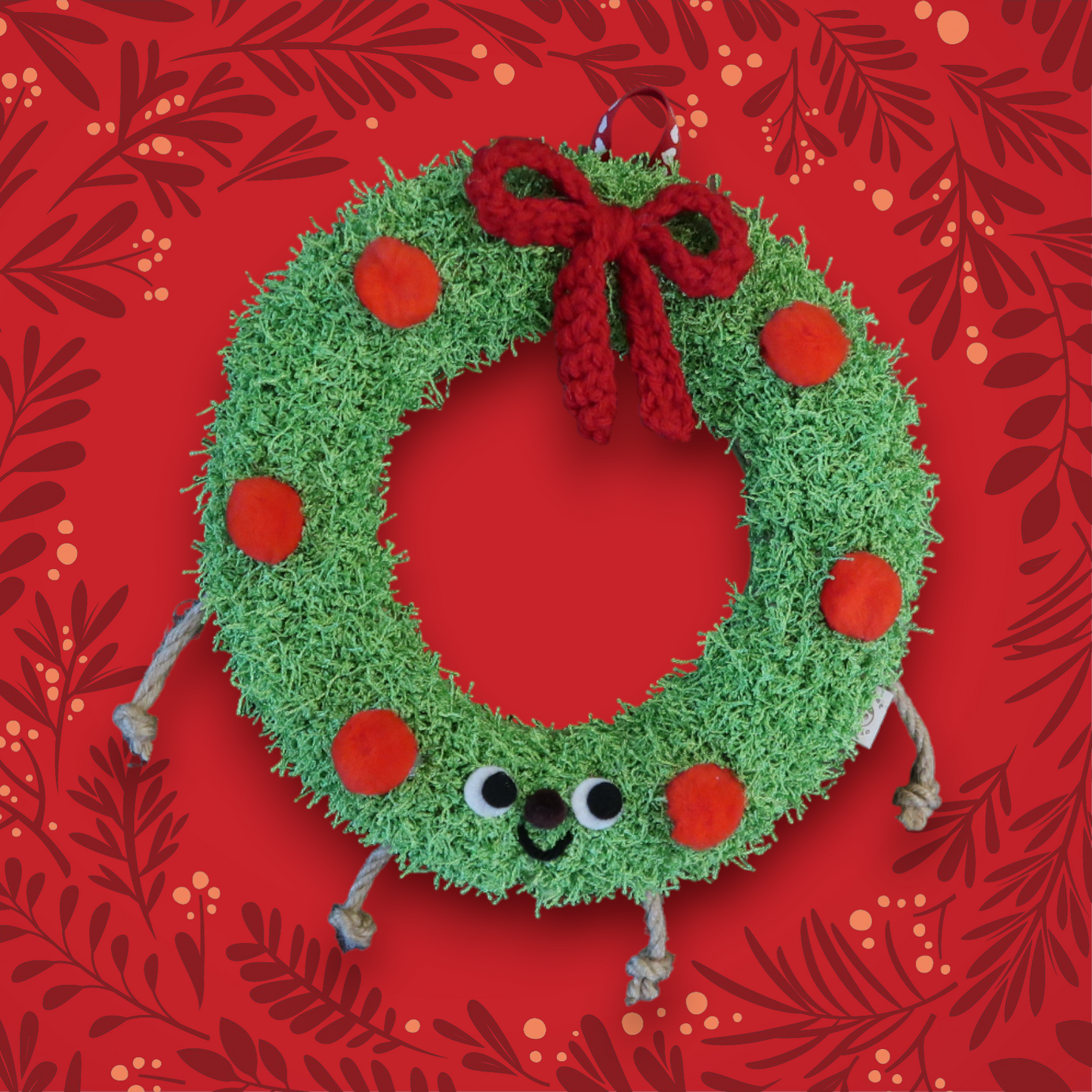 Fuzzy 3D Christmas Wreath | Mini Punchneedle Wall Hanging