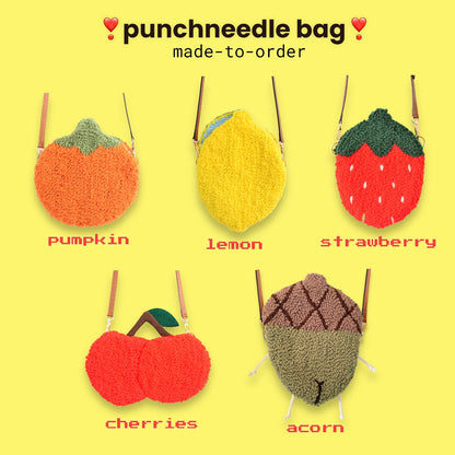 🍒 Punchneedle Bag (Made To Order) | Tufted Purse | Textile Handbag